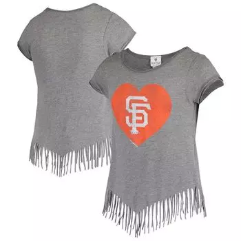 Футболка с бахромой «Мягкая, как виноград», для девочек, серая, San Francisco Giants, с бахромой Unbranded