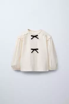 Футболка с бантиками ZARA, экрю
