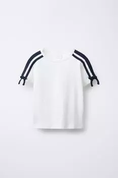 Футболка с бантиком ZARA, белый