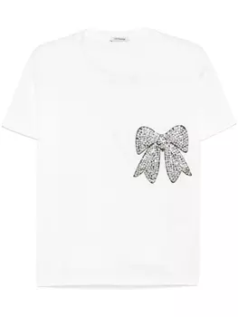 Футболка с бантом из кристаллов в стиле салона Parlor, белый