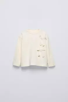 Футболка с бантом ZARA, экрю