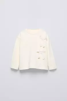 Футболка с бантом ZARA, экрю