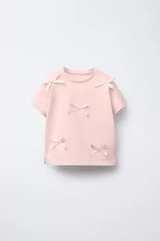 Футболка с бантом ZARA, цвет Tangerine