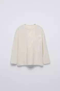 Футболка с бантом ZARA, устрично-белый