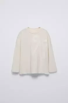 Футболка с бантом ZARA, устрично-белый