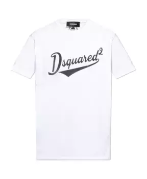 Футболка с бархатным логотипом Dsquared2, белый