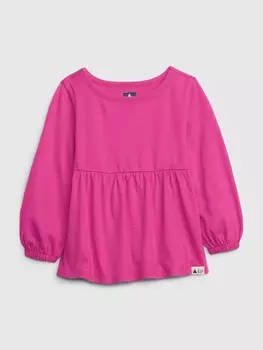 Футболка с баской из органического хлопка Gap, розовый