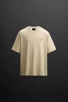 Футболка с бегущим графическим принтом ZARA, цвет Light yellow