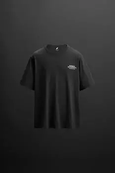 Футболка с бегущим графическим принтом ZARA, цвет Blue/Grey