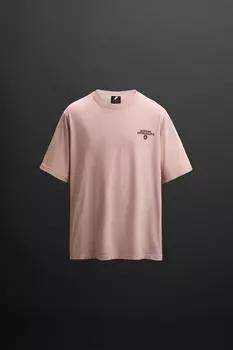 Футболка с бегущим графическим принтом ZARA, цвет Salmon