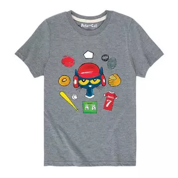 Футболка с бейсбольным рисунком Pete The Cat для мальчиков 8–20 лет Licensed Character