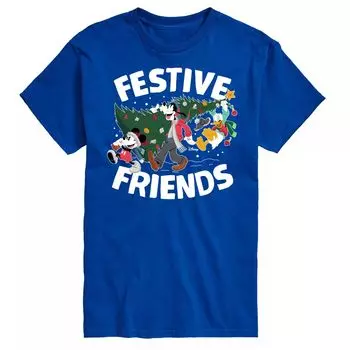 Футболка's Big & Tall Festive Friends с рисунком Disney, синий