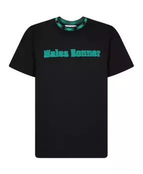 Футболка с бирюзовым логотипом Wales Bonner, черный