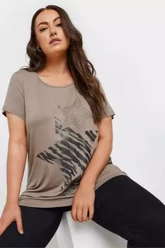 Футболка с блестками в виде сердца Yours Curve, коричневый