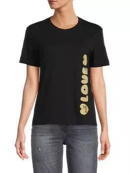 Футболка с блестящим логотипом и графическим рисунком Love Moschino, черный