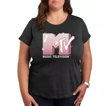 Футболка с блестящим логотипом MTV Plus Licensed Character, серый