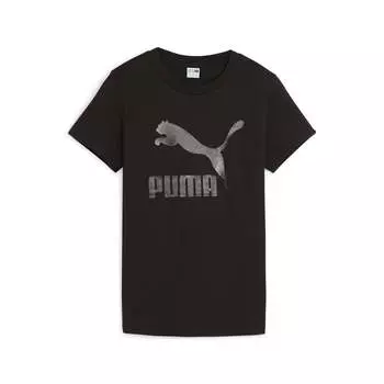 Футболка с блестящим логотипом PUMA Women's CLASSICS, черный