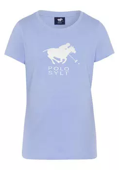 Футболка с блестящим принтом этикеток POLO SYLT, цвет blau