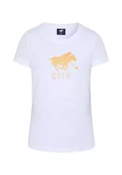 Футболка с блестящим принтом этикеток POLO SYLT, цвет Bright White