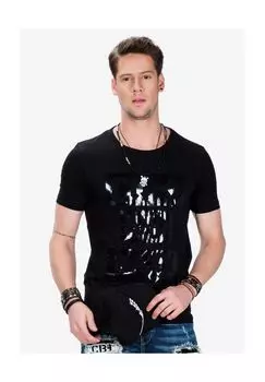 Футболка с блестящим принтом из фольги CIPO & BAXX, черный