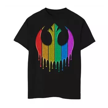 Футболка с блестящим радужным логотипом для мальчиков 8–20 лет Star Wars Pride Rebel и графическим рисунком Star Wars