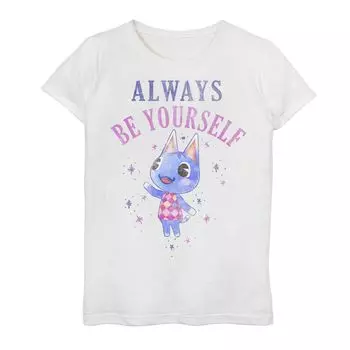 Футболка с блестящим рисунком Nintendo Animal Crossing Always Be Yourself для девочек 7–16 лет Licensed Character