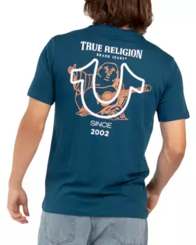 Футболка с Большим Буддой True Religion, цвет Poseidon