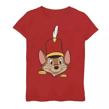Футболка с большим лицом Disney Dumbo Timothy Q. Mouse для девочек 7–16 лет Licensed Character, красный