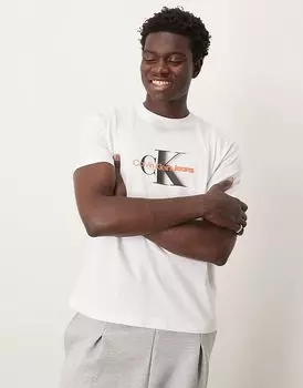 Футболка с большим логотипом белого и красного цветов Calvin Klein Jeans