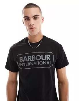 Футболка с большим логотипом в черном цвете Barbour International