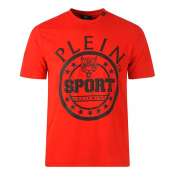 Футболка с большим логотипом в виде круга Plein Sport, красный