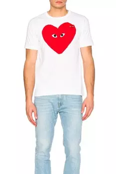 Футболка с большим сердцем Comme Des Garcons Play, белый