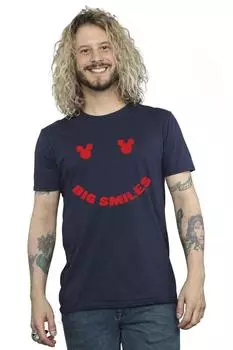 Футболка с большой улыбкой Микки Мауса Disney, темно-синий