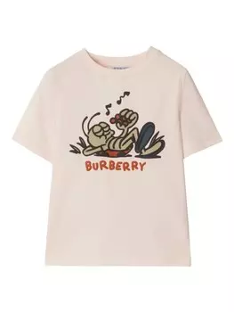 Футболка с божьей коровкой Burberry Kids, нейтральный цвет