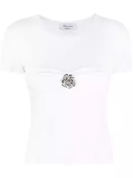 Футболка с брошью BLUMARINE, белый
