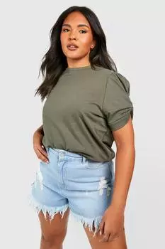 Футболка с буфыми рукавами и союжками Boohoo, хаки