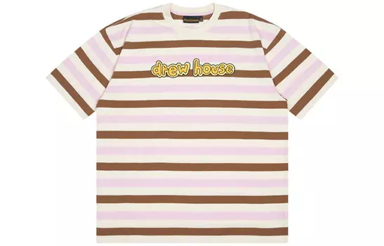 Футболка с буквенным логотипом и полосками мороженого унисекс Drew House, цвет Ice cream stripes