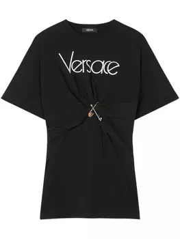 Футболка с булавкой Versace, черный