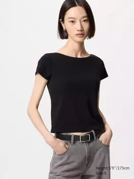 Футболка с чашечками airism Uniqlo, цвет 09 черный