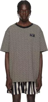 Футболка с черно-белым узором «PB» и узором «Лабиринт» Balmain