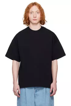 Футболка с черным логотипом и флагом на плече Jil Sander