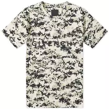 Футболка с цифровым камуфляжным логотипом Givenchy, бежевый/черный