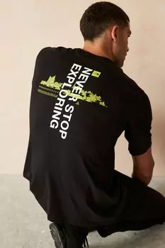 Футболка с цифровым принтом «горы» The North Face, черный