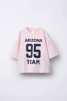 Футболка с цифровым принтом ZARA, розовый