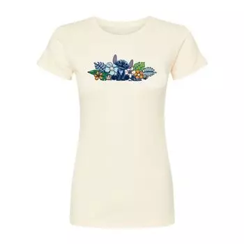 Футболка с цветами для юниоров «Лило и Стич» Disney, бежевый