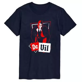 Футболка с цветком Disney's Villians Big & Tall De Vil, Blue License, синий