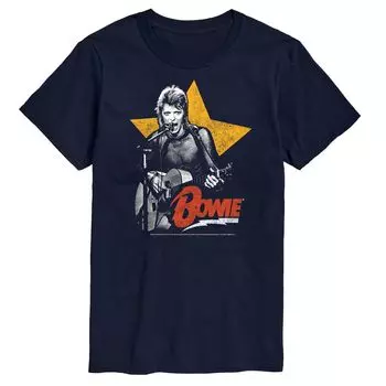 Футболка с цветком гитары Big & Tall David Bowie, Blue Licensed Character, синий