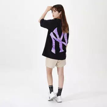 Футболка с цветком кешью унисекс, черная Mlb, черный