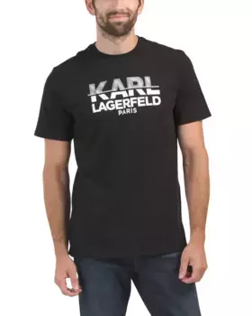 Футболка с цветным логотипом из фольги Karl Lagerfeld Paris, черный