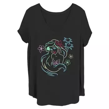 Футболка с цветным плакатом Juniors' Plus Disney The Little Mermaid Licensed Character